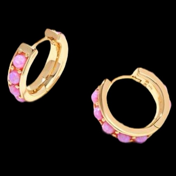 Kendra Scott x Barbie™ Gold Huggie Earrings in Pink Opal NWT